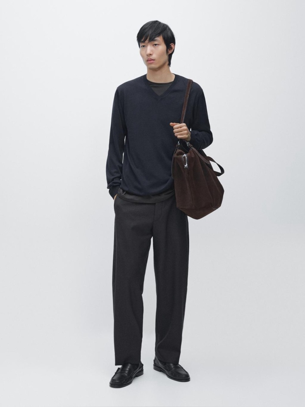 🌙 B130 Massimo Dutti COTTON BLEND V-NECK light SWEATER